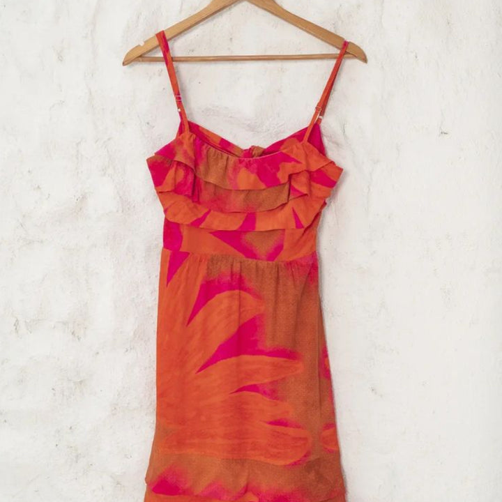 Short dress mescla orange pink alcinha