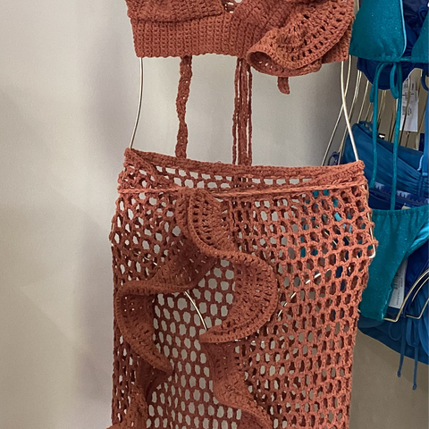 Crochet set waves long skirt