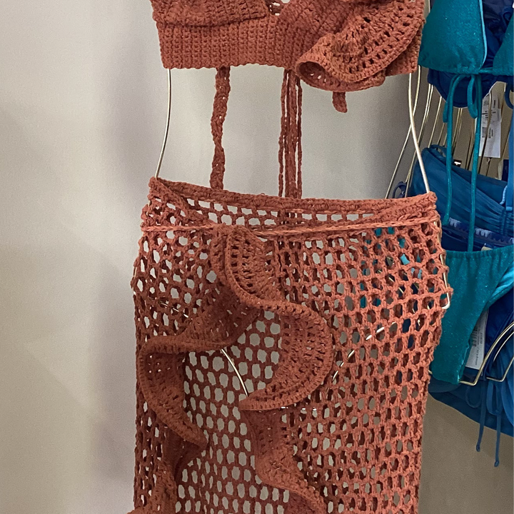 Crochet set waves long skirt
