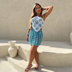 Crochet set diamond cropped and skirt