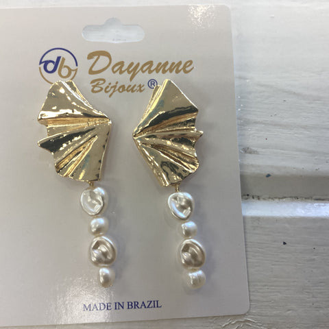 Earrings geometric with pearls