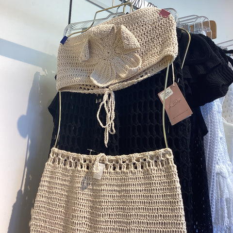Bandeau Crochet Dress White/One size