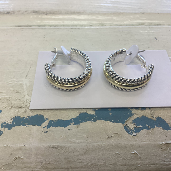 Earrings ring silver and gold