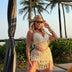 Set crochet cropped and skirt shells