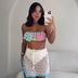 Set crochet cropped stars and skirt