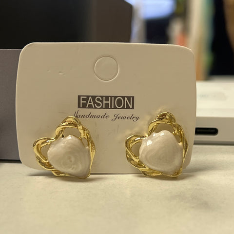 Earrings heart pearl