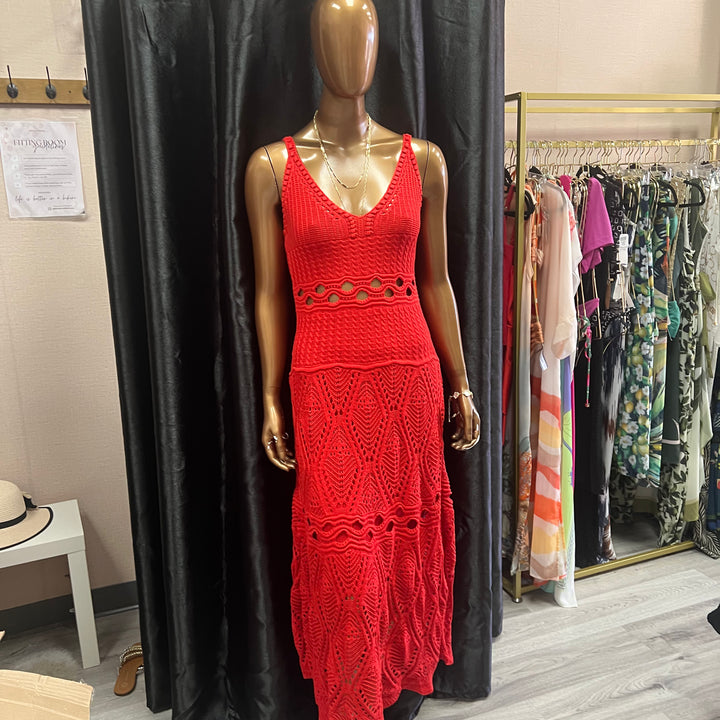 Crochet dress v-neck strap