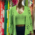 Knit cardigan + cropped set flower