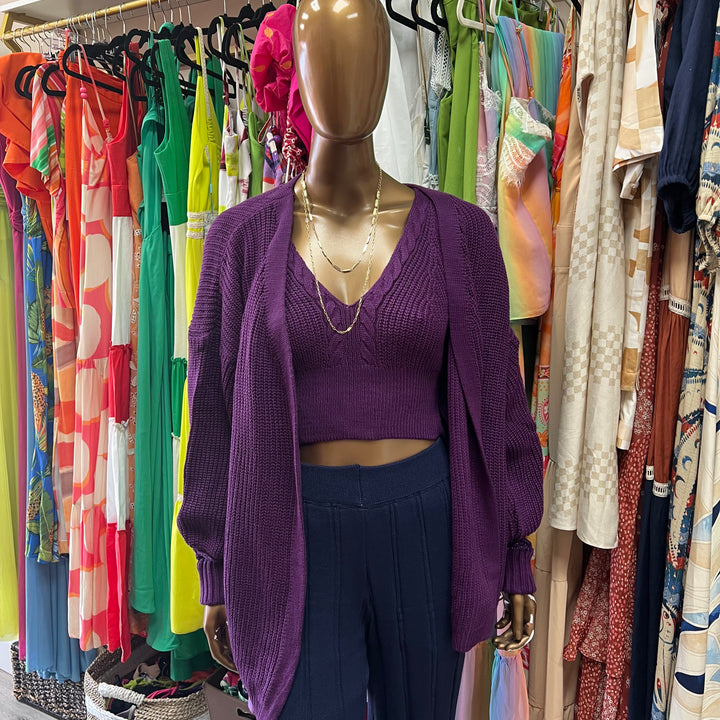 Knit cardigan + cropped set