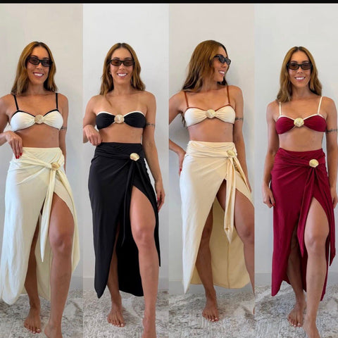 Bikini set 3 pieces open skirt
